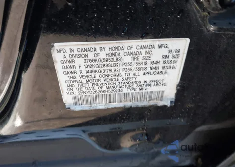 2009 Acura Mdx from USA, damaged, VIN 2HNYD28209H529234